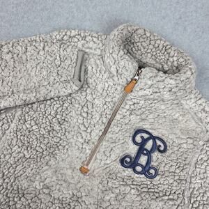 Simply Southern Medium "B" Monogramed Light Gray 1/4 Zip Sherpa Pullover